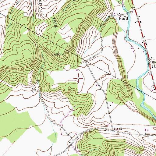 Topographic Map of Ickes Airport, PA