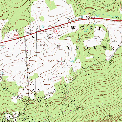Topographic Map of Yingst Airport, PA