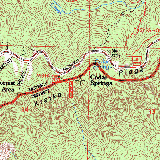 Topographic Map of Kratka Ridge, CA