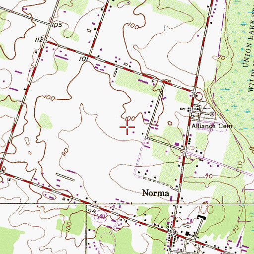 Topographic Map of Alliance Airport, NJ