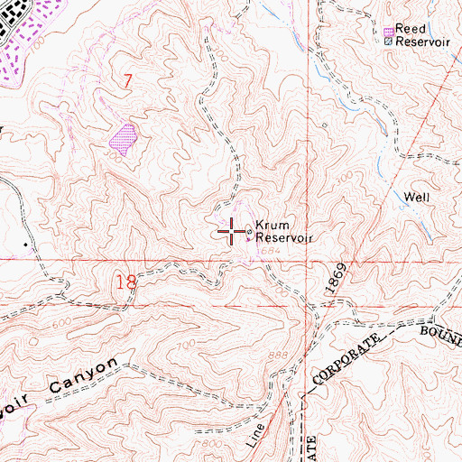 Topographic Map of Krum Reservoir, CA