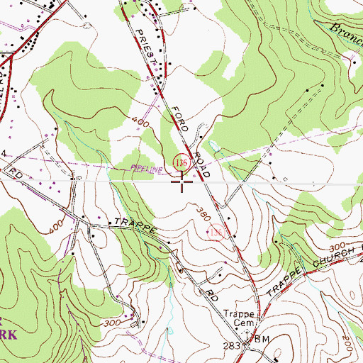 Topographic Map of Moxley's Airport, MD