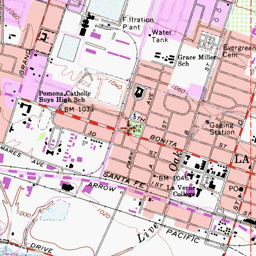 Topographic Map of Kuns Park, CA