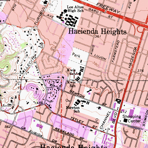 Topographic Map of Kwis Elementary School, CA