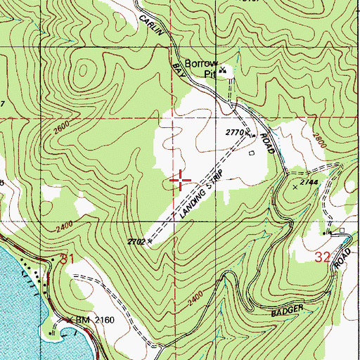 Topographic Map of Carlin Bay Airport, ID