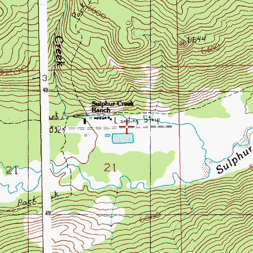 Topographic Map of Sulphur Creek Ranch Airport, ID