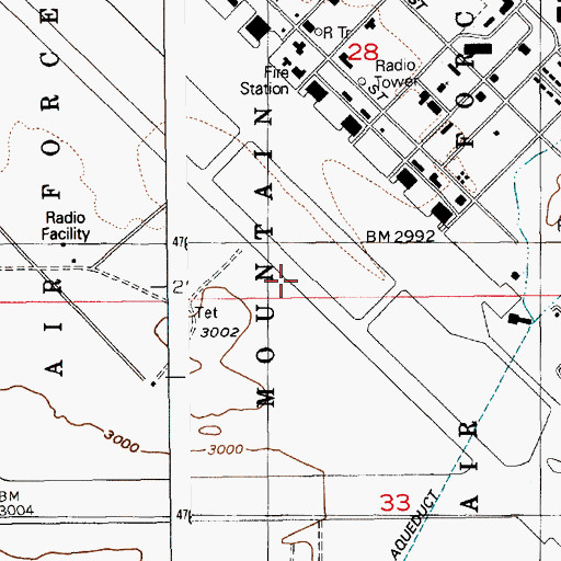 Topographic Map of Mountain Home Air Force Base, ID