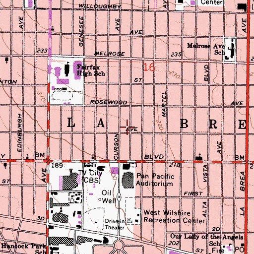 Topographic Map of La Brea, CA