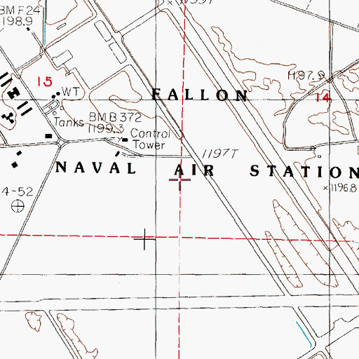 Topographic Map of Fallon Naval Air Station (Van Voorhis Field), NV