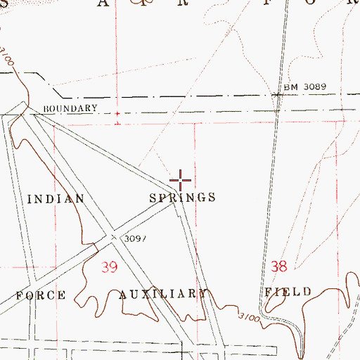 Topographic Map of Creech Air Force Base, NV