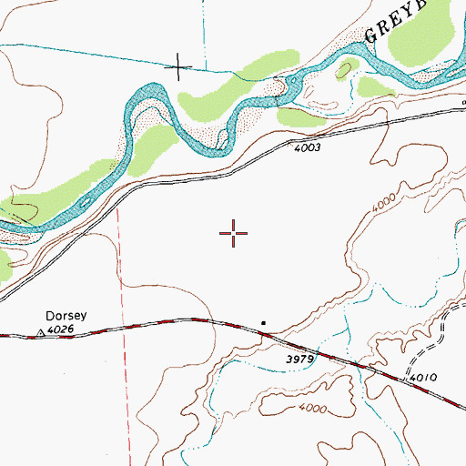 Topographic Map of Dorsey Creek Ranch Airport, WY