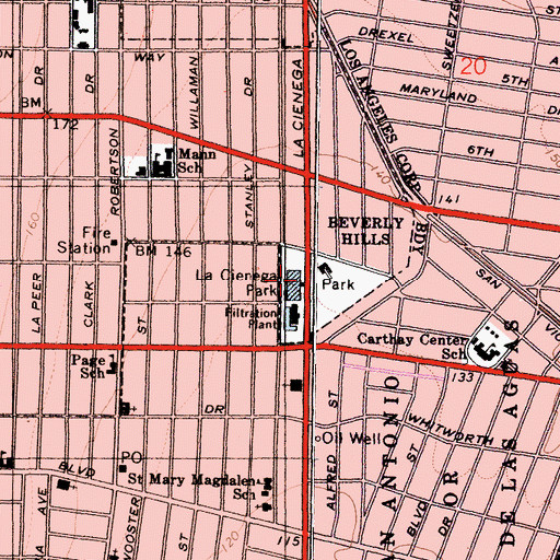 Topographic Map of La Cienega Park, CA