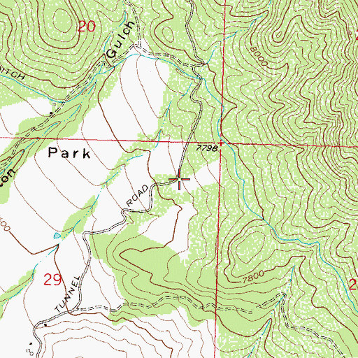 Topographic Map of Flying M Ranch Airport, CO