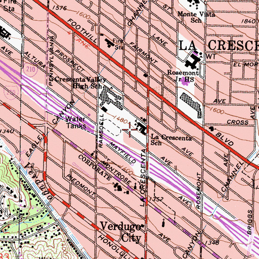 Topographic Map of La Crescenta Elementary School, CA