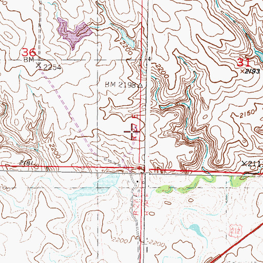Topographic Map of Booth Ranch Airport, SD