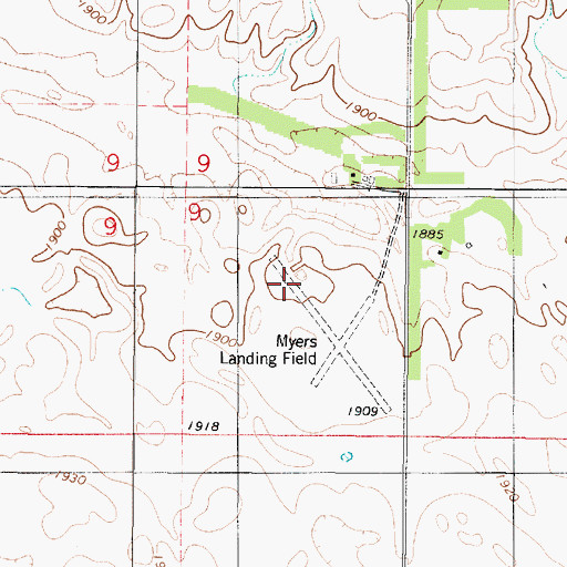 Topographic Map of Ralph Myers Airport, SD