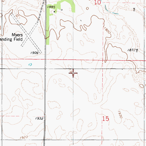 Topographic Map of Gary Myers Airport, SD
