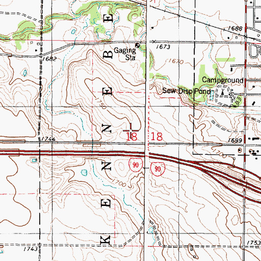 Topographic Map of Anderson Aerial Spraying Airport, SD