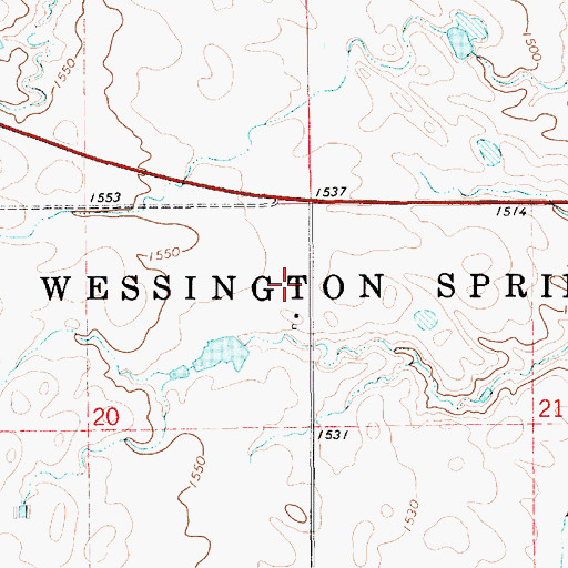 Topographic Map of Wessington Springs Airport, SD