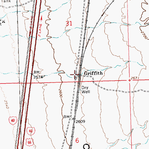 Topographic Map of Griffith, AZ