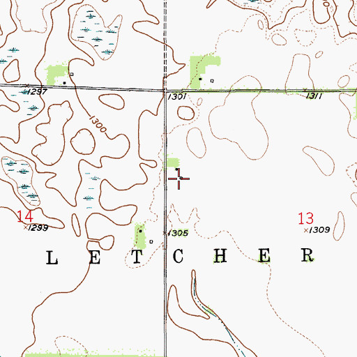Topographic Map of MJ Aviation I Airport, SD