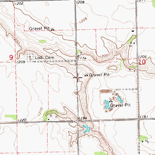 Topographic Map of Lodi Airport, SD