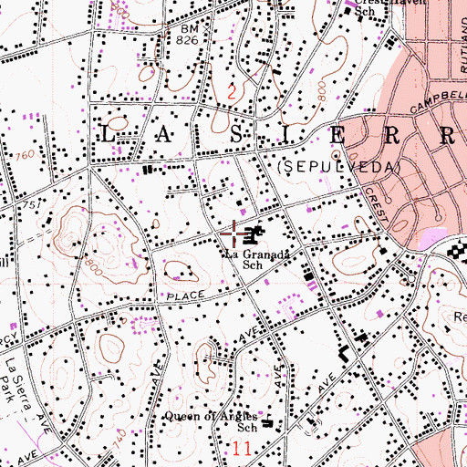 Topographic Map of La Granada Elementary School, CA