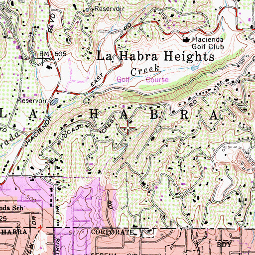 Topographic Map of La Habra, CA