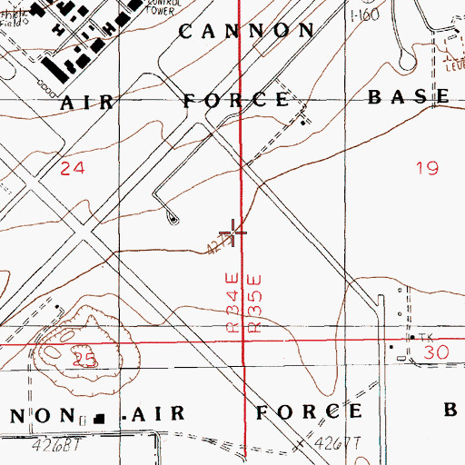 Topographic Map of Cannon Air Force Base, NM