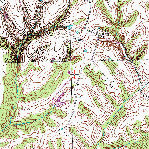 Topographic Map of Miles Field, KY