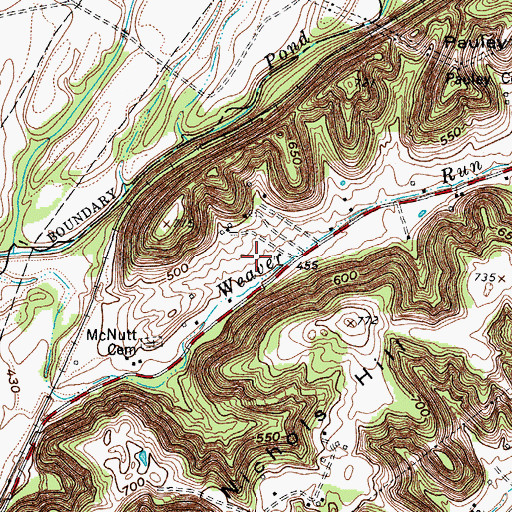 Topographic Map of Weavers Run Airport, KY