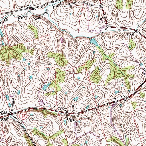 Topographic Map of Jeffries Farm Airport, KY