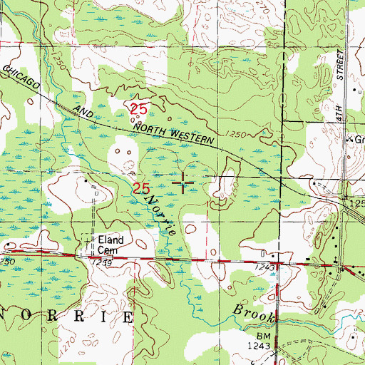 Topographic Map of Norrie Brook Airport, WI