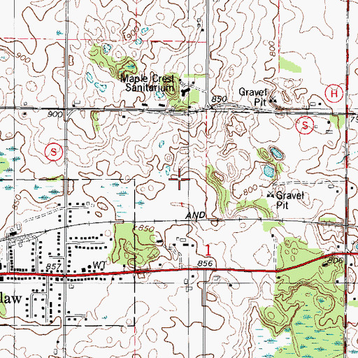 Topographic Map of Triple S Ranch Airport, WI