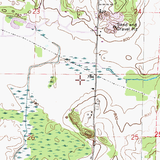 Topographic Map of Curns Airport, WI