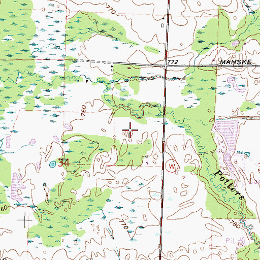 Topographic Map of McFaul Airport, WI