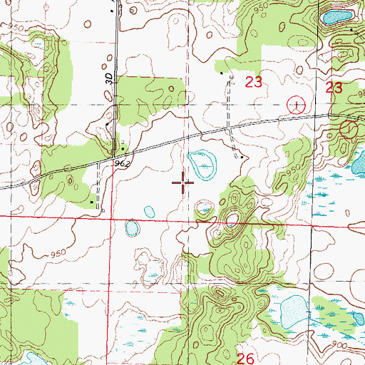 Topographic Map of Bulldog Ranch Airport, WI