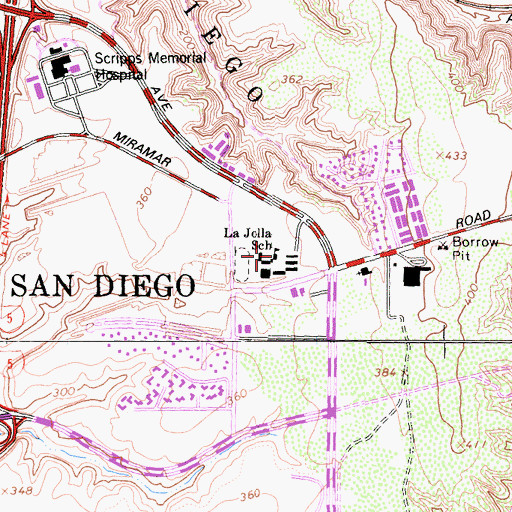 Topographic Map of La Jolla School, CA