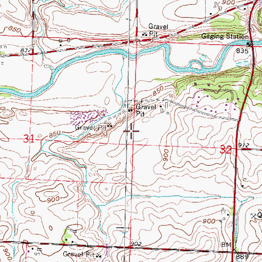 Topographic Map of Melin Farms Airport, WI