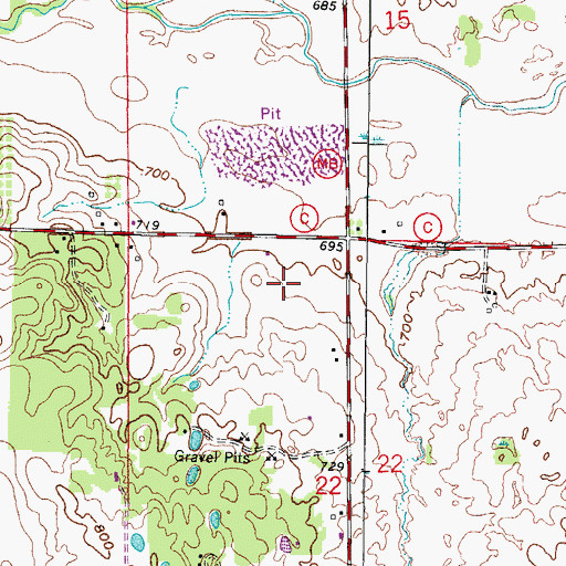Topographic Map of Bristol Airport, WI