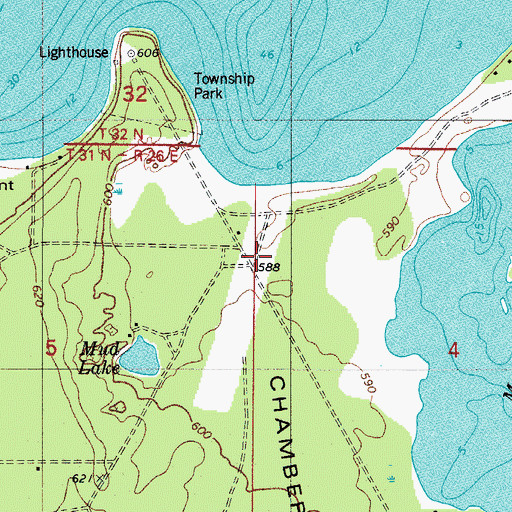 Topographic Map of Chambers Island Airport, WI