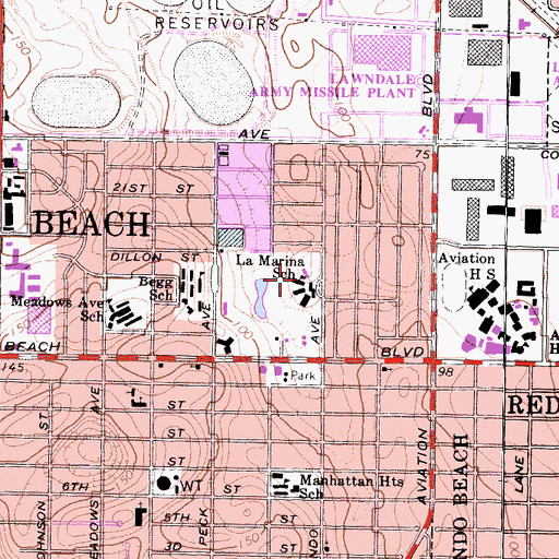 Topographic Map of La Marina School, CA