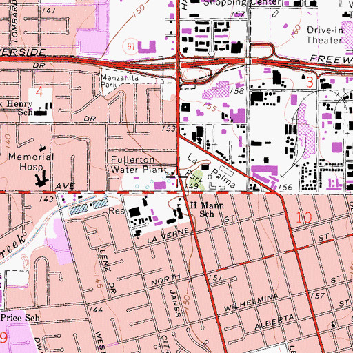 Topographic Map of La Palma Park, CA