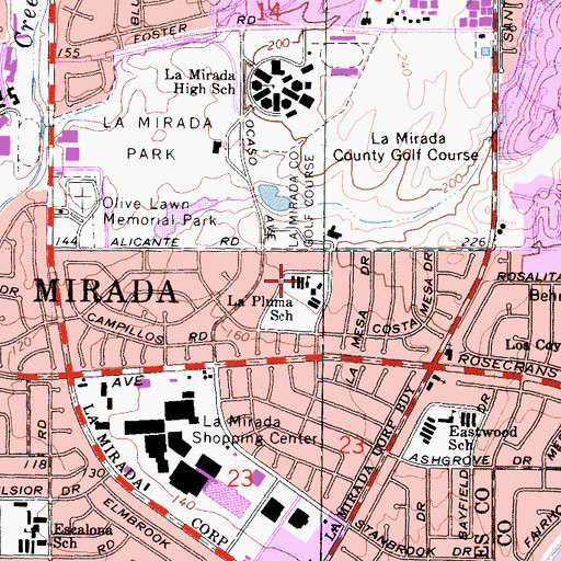 Topographic Map of La Pluma Elementary School, CA
