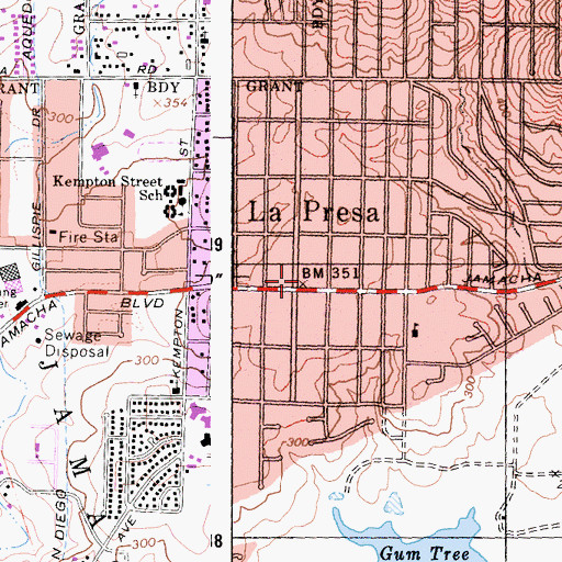 Topographic Map of La Presa, CA
