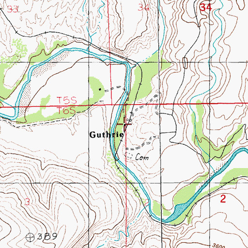 Topographic Map of Guthrie, AZ