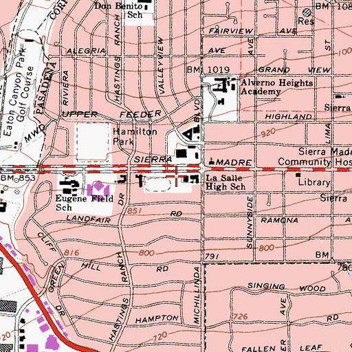 Topographic Map of La Salle High School, CA