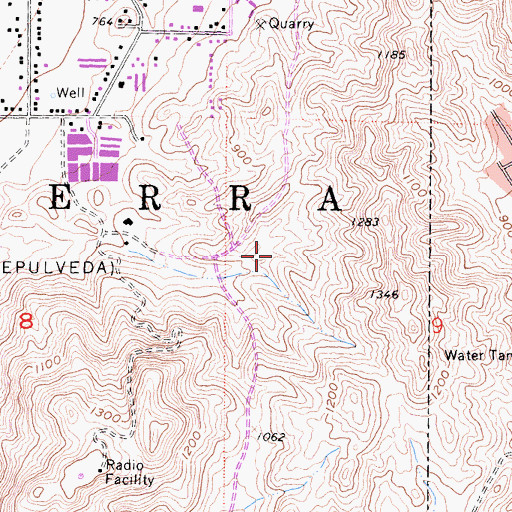 Topographic Map of La Sierra, CA
