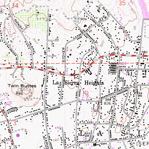 Topographic Map of La Sierra Heights, CA