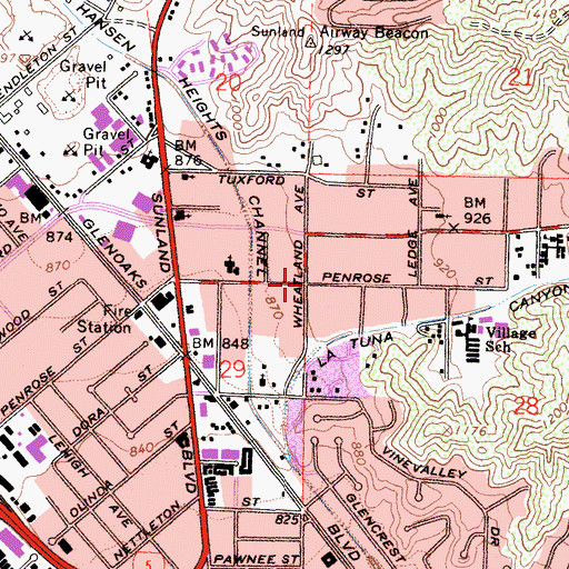 Topographic Map of La Tuna Canyon, CA